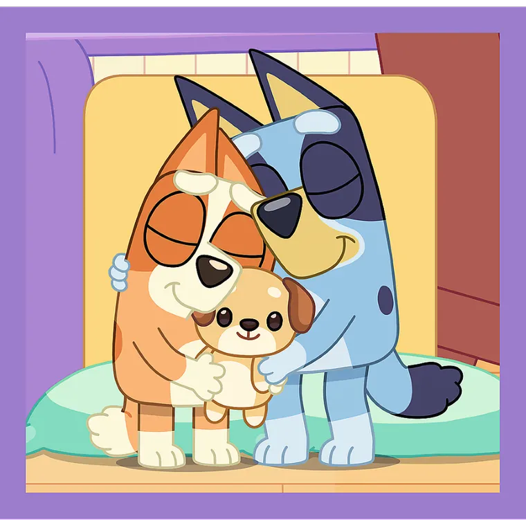 Trefl, Bluey, Poznaj Bluey, puzzle 3w1