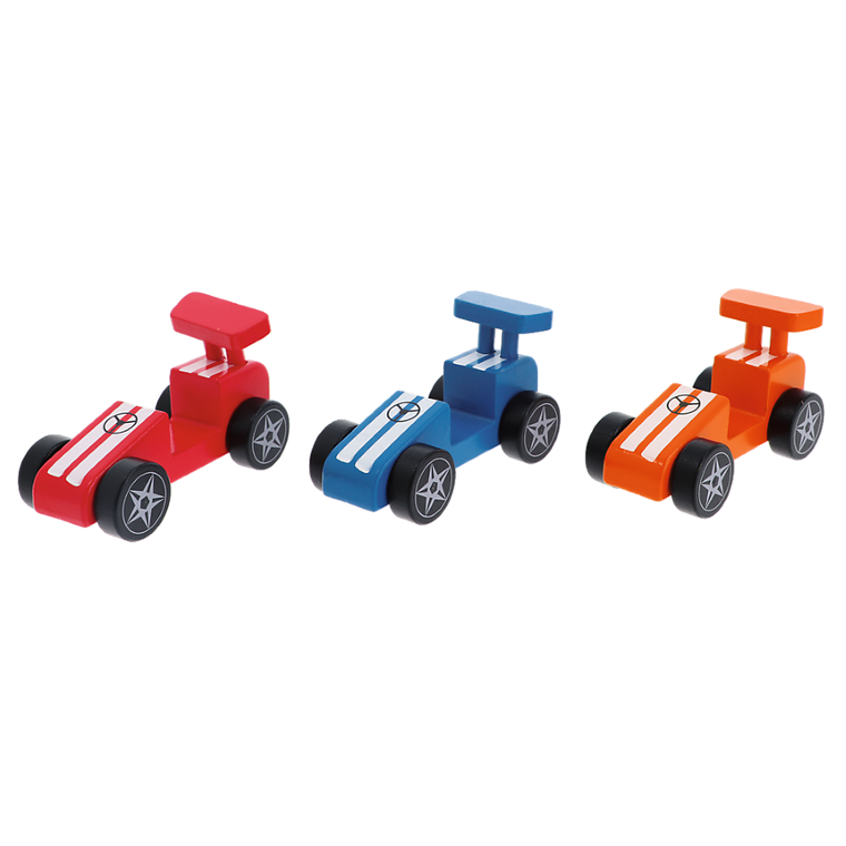 Trefl, Bobaski i Miś, Racing car, drewniany pojazd wyścigowy, Blue