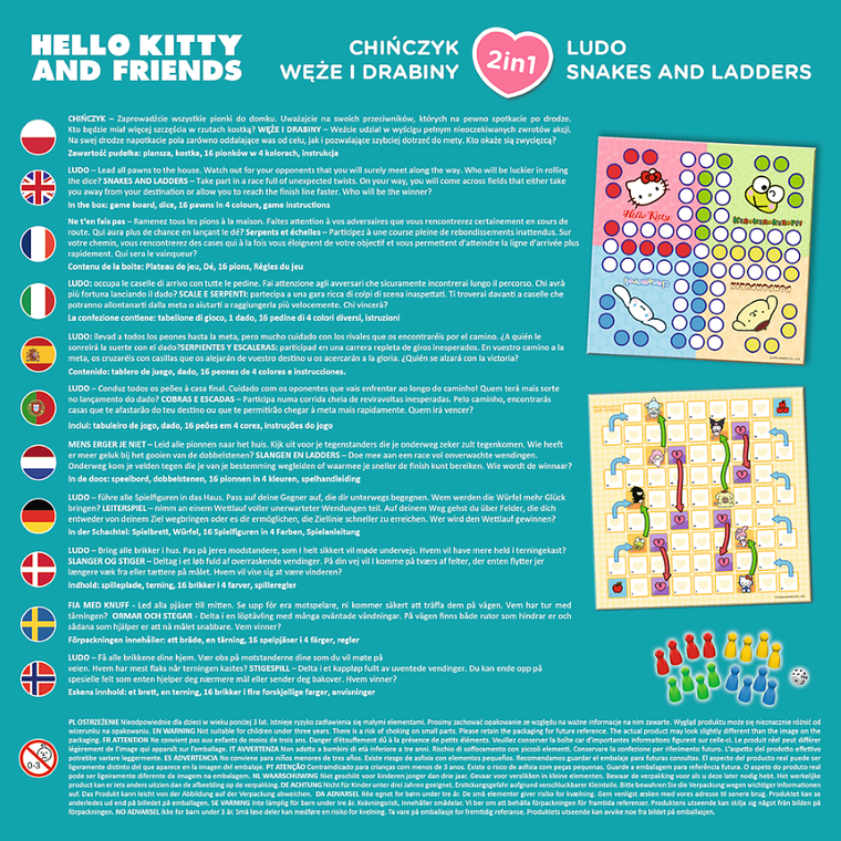 Trefl, Hello Kitty, Chińczyk + Węże i drabiny, gry familijne 2w1