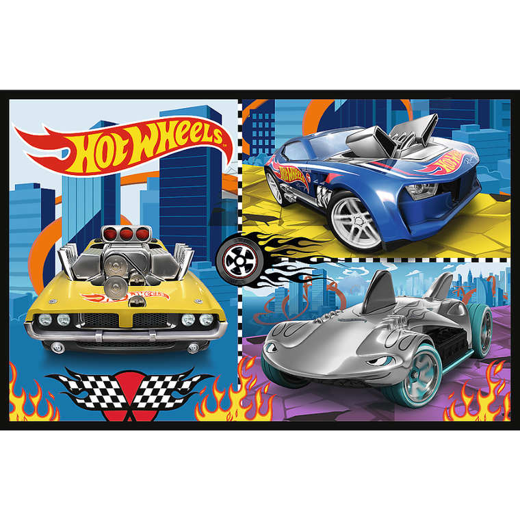 Trefl, Hot Wheels, Samochodziki, puzzle, 2-70 elementów