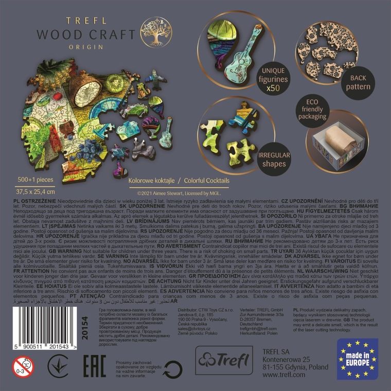 Trefl, Kolorowe koktajle, puzzle drewniane, 500+1 elementów