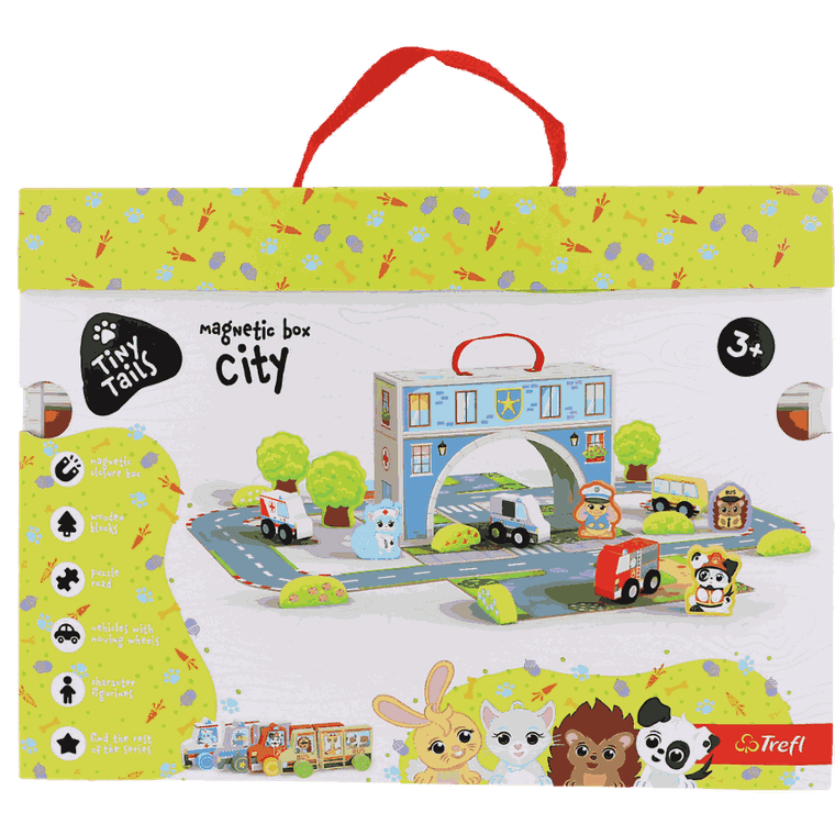Trefl, Magnetyczny kuferek z figurkami, zabawka drewniana