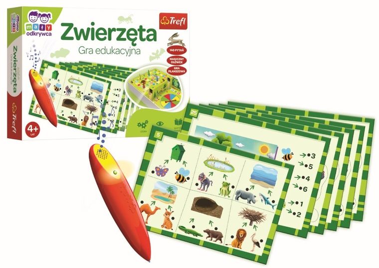 Trefl, Mały Odkrywca, Magiczny ołówek, Zwierzęta, gra edukacyjna