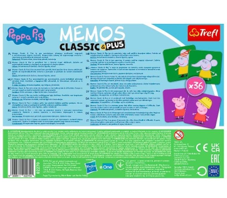 Trefl, Memos Classic & Plus, Świnka Peppa, gra familijna (wersja ukraińska)