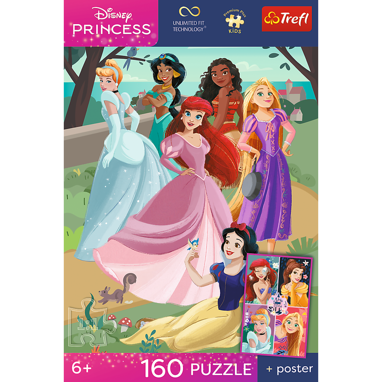 Trefl, Premium Plus Kids, Księżniczki Disneya, Czarujące przyjęcie, puzzle, 160 elementów