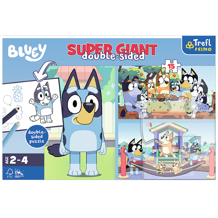 Trefl, Przygoda z Bluey, puzzle gigant, 15 elementów