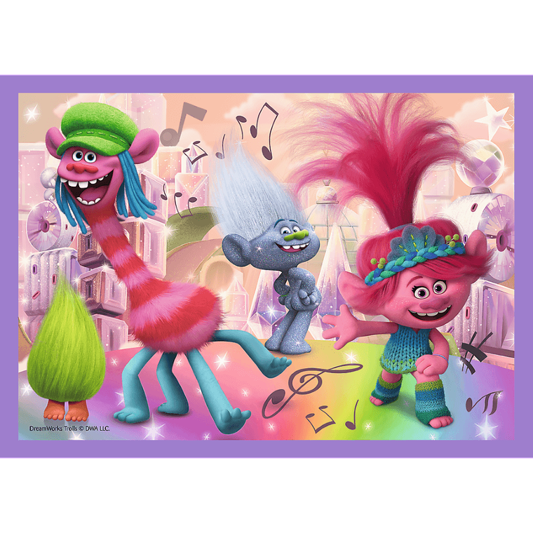 Trefl, Przygody kolorowych Trolli, puzzle 4w1