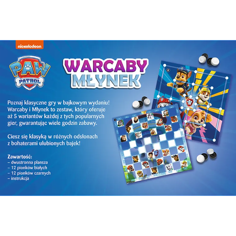 Trefl, Psi Patrol, Warcaby i Młynek, gry familijne