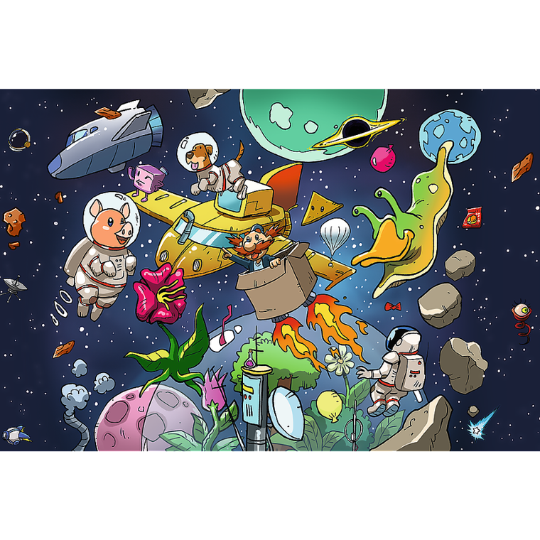 Trefl, Rodzina Treflików, Wujcio w kosmosie, puzzle, 100 elementów