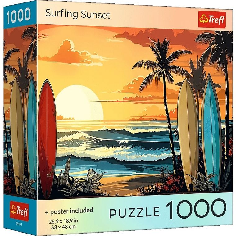 Trefl, Surfing Sunset, USA, puzzle, 1000 elementów