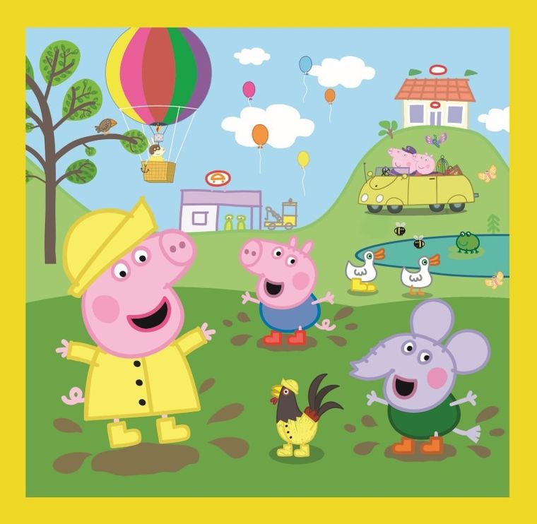 Trefl, Świnka Peppa, Wesoły dzień Peppy, puzzle 3w1