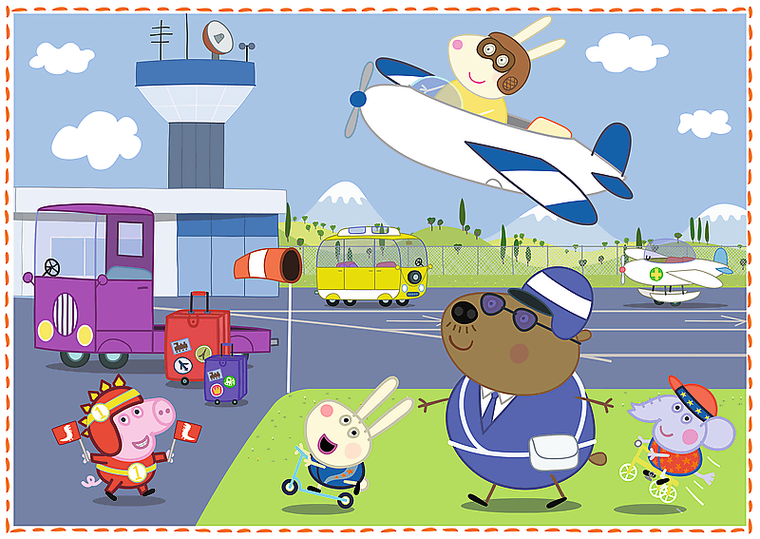 Trefl, Świnka Peppa, Wspomnienia z wakacji, 4w1, puzzle, 12, 15, 20, 24 elementy