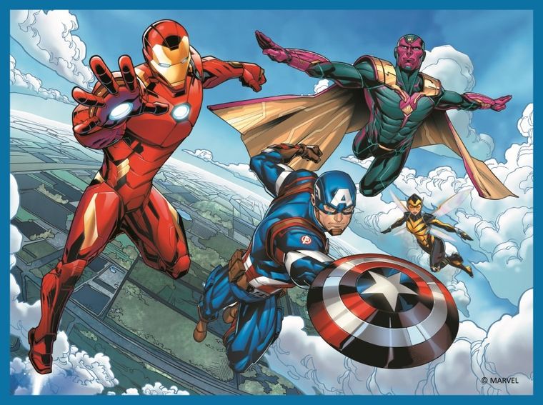 Trefl, The Avengers, Bohaterowie w akcji, puzzle 2w1 + memo