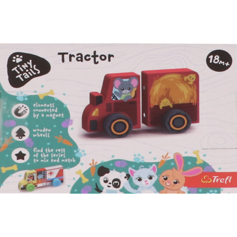 Trefl, Tiny Tails, Traktor, zabawka drewniana