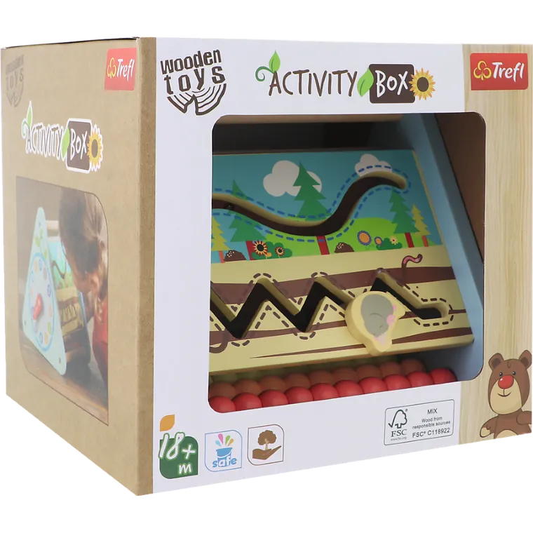 Trefl, trójkąt aktywności, drewniana zabawka edukacyjna