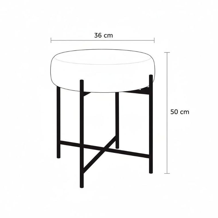 Trends 4 You, Bouclé Kruk, taboret z obiciem, 36-40 cm