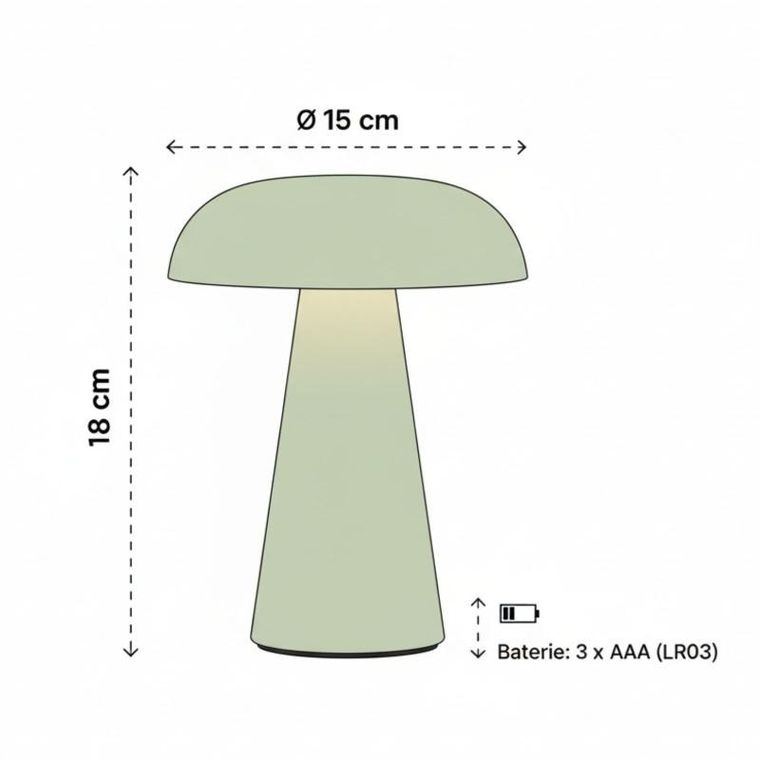 Trends 4 You, Rilo, lampa grzybek, 15-18 cm