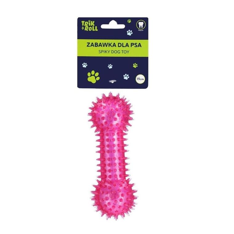 Trik&Roll, zabawka dla psa, kość z dźwiękiem, różowa, 15 cm