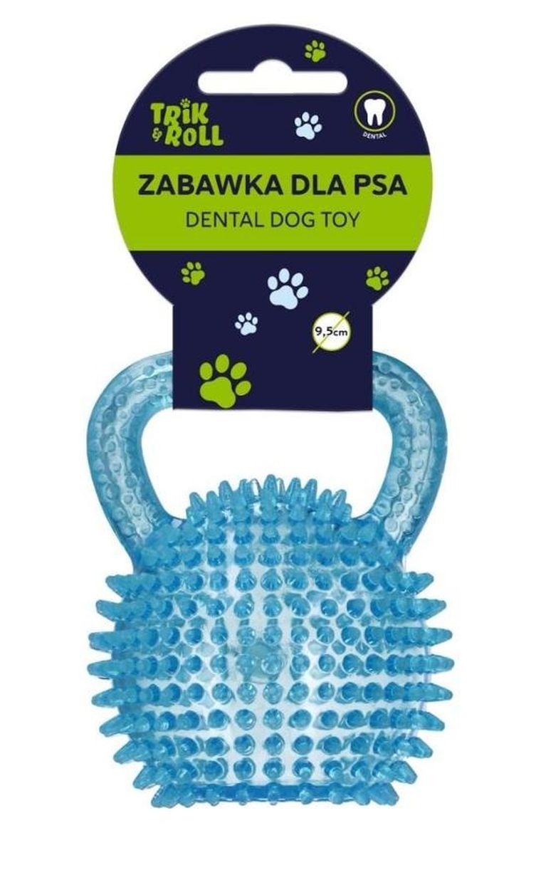 Trik&Roll, zabawka dla psa, piłka z uchwytem, niebieska, 9,5 cm