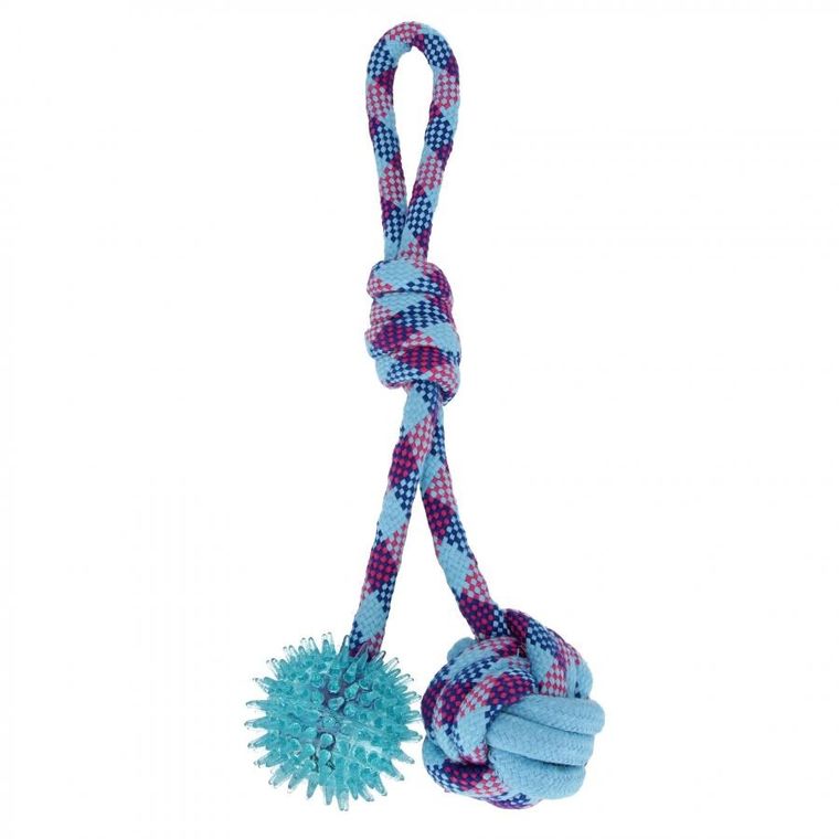 Trik&Roll, zabawka dla psa, szarpak z piłką, 2 stronny, niebieski, 34 cm