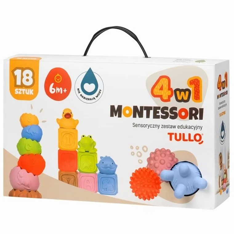 Tullo, Montessori, klocki sensoryczne, 18 szt.
