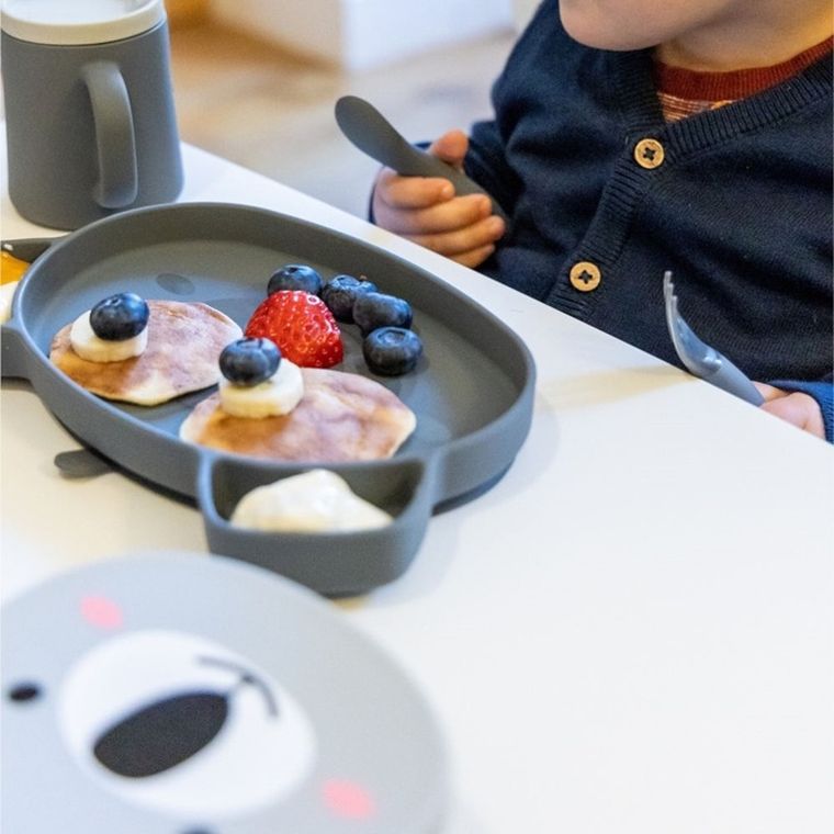 Tum Tum, miseczka z przyssawką i łyżeczką, Grey