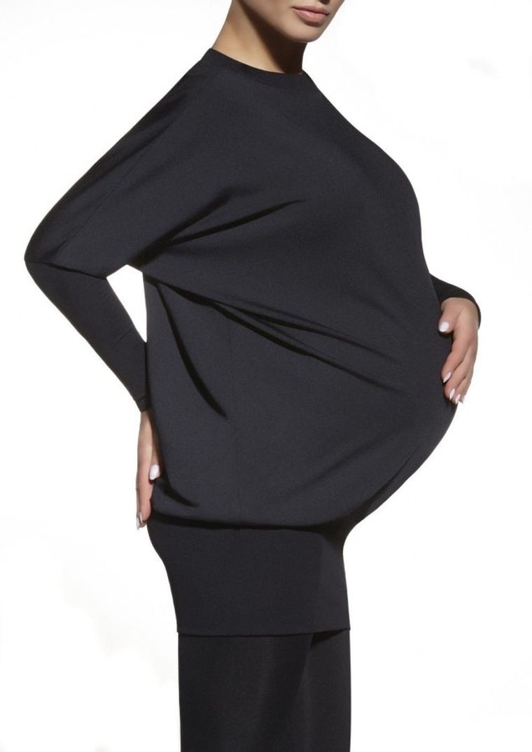 Tunika damska z długim rękawem, ciążowa, czarna, Emi, Bas Black