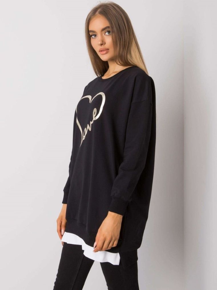 Tunika damska z długim rękawem, czarna, Rue Paris