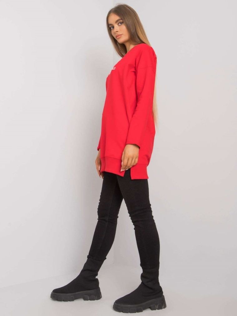 Tunika damska z długim rękawem, czerwona, Rue Paris