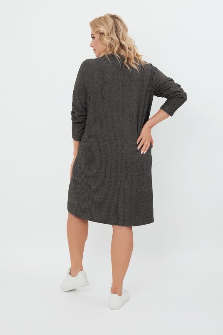 Tunika damska z długim rękawem, plus size, szara, Avira, Italian Fashion