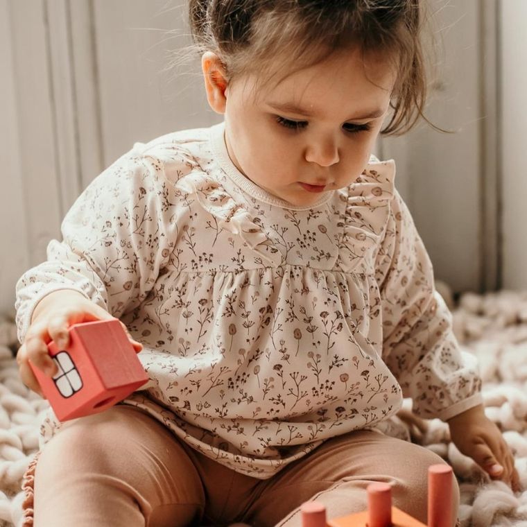 Tunika dziewczęca z długim rękawem, ecru, Bloom, Eevi