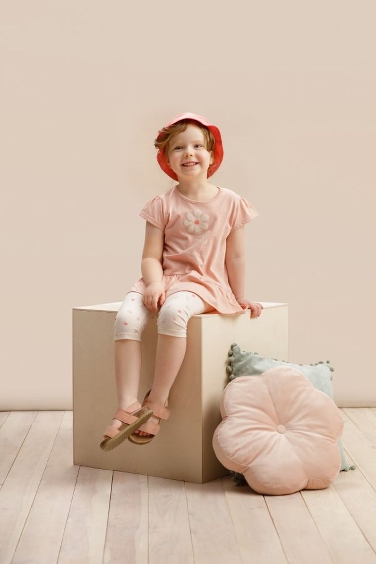 Tunika dziewczęca z krótkim rękawem, różowa, Summer Garden, Pinokio