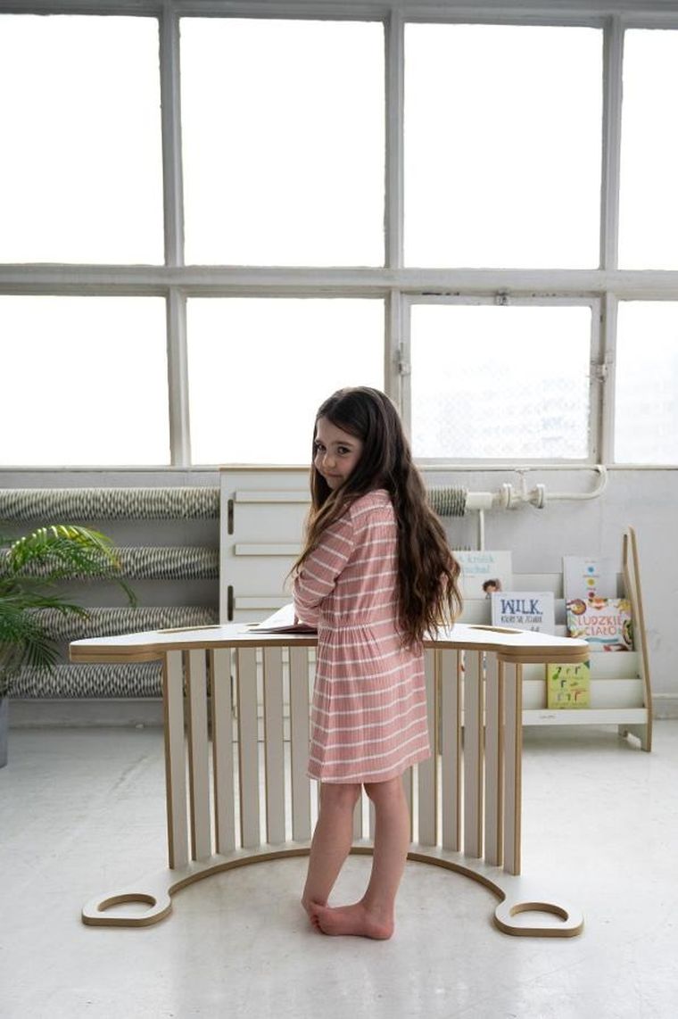 tupti.wood, 3w1: duży bujak montessori + duża zjeżdżalnia, drabinka + blat