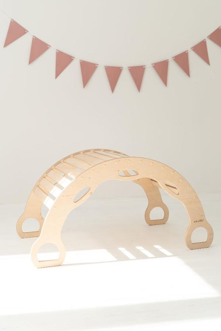 tupti.wood, duży bujak montessori z uchwytami, naturalny