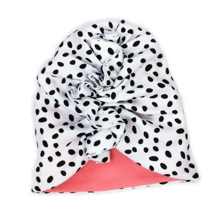 Turban dziewczęcy, biało-czarny, plamki, Nicol