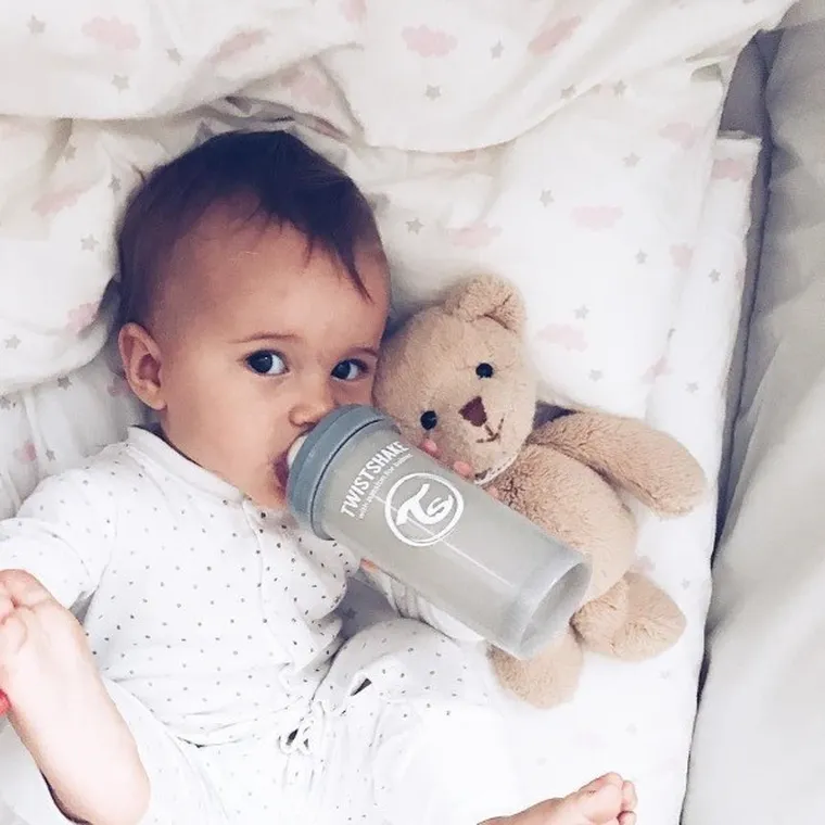 Twistshake, butelka antykolkowa, 180 ml, pastelowa szara