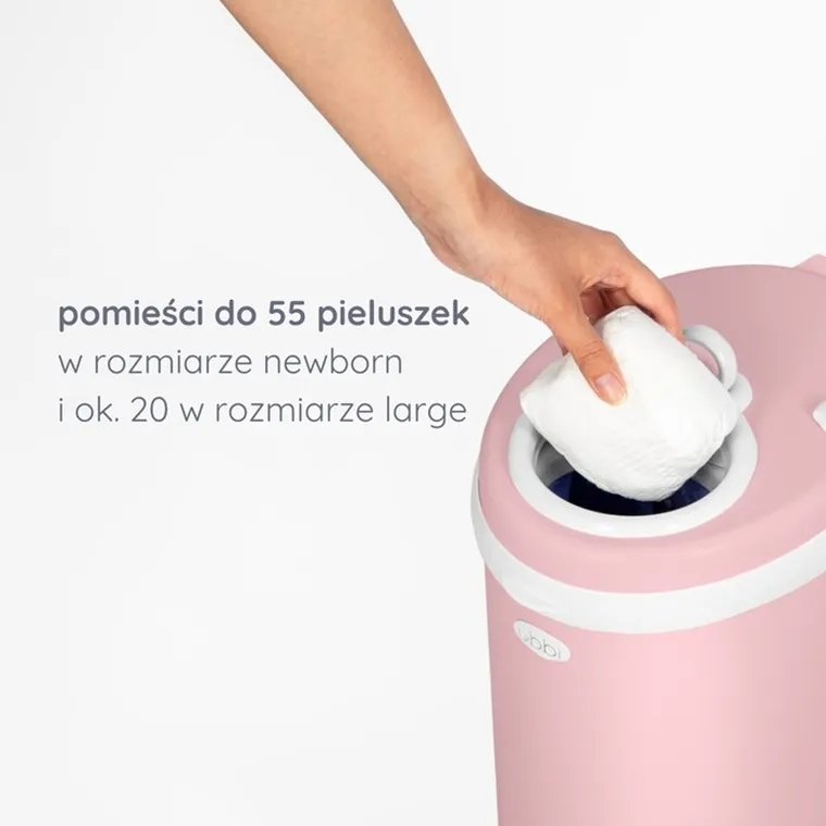 Ubbi, stalowy kosz na pieluchy, matte pink