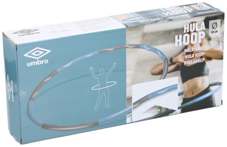 Umbro, hula hop z obciążeniem, 95 cm, neoprenowy niebiesko-szary