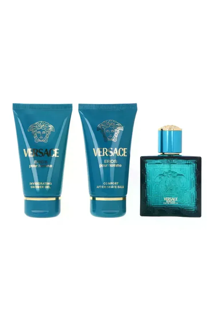 Versace, Eros Pour Homme, zestaw: woda toaletowa, 50 ml + żel pod prysznic, 50 ml + balsam po goleniu, 50 ml