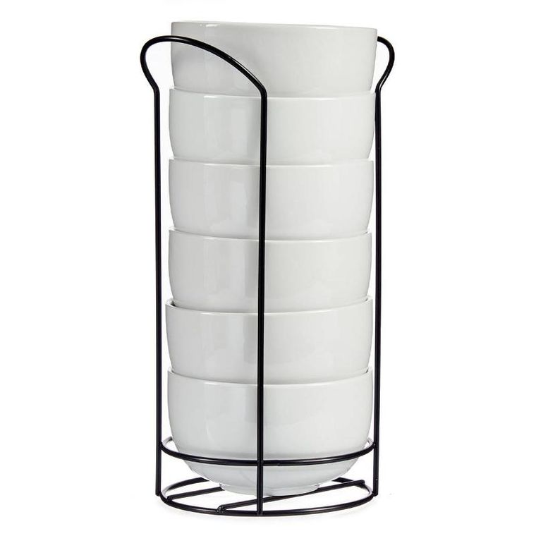 Vessia, zestaw misek do zupy na metalowym stojaku, 800 ml