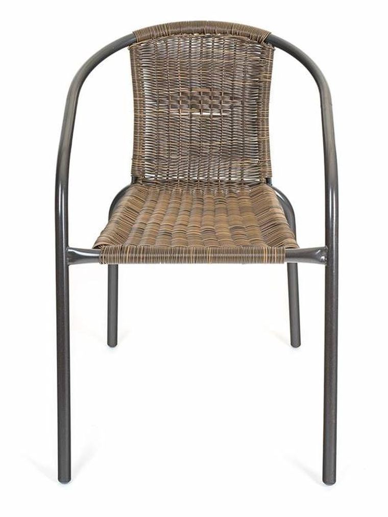 Vetro, stalowe krzesło ogrodowe balkonowe, rattan, brązowe