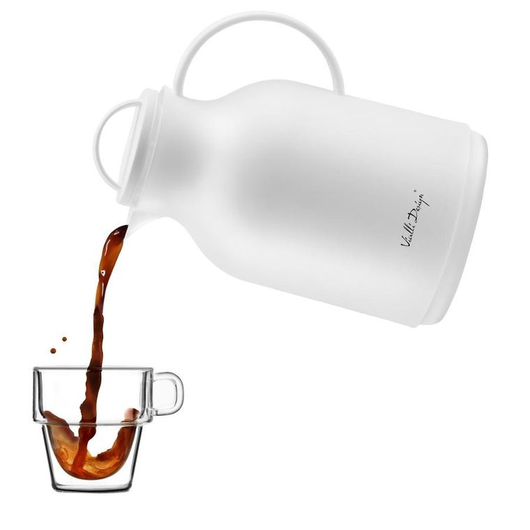 Vialli Design, Amo, termos z wkładem szklanym, biały, 1l