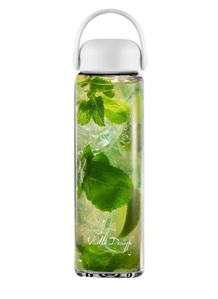 Vialli Design, Fuori, szklana butelka na wodę, biała, 540 ml