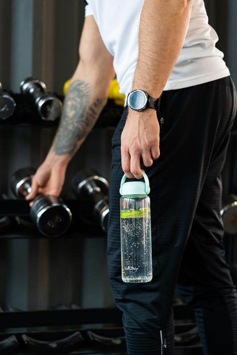 Vialli Design, Fuori, szklana butelka na wodę, miętowa, 540 ml