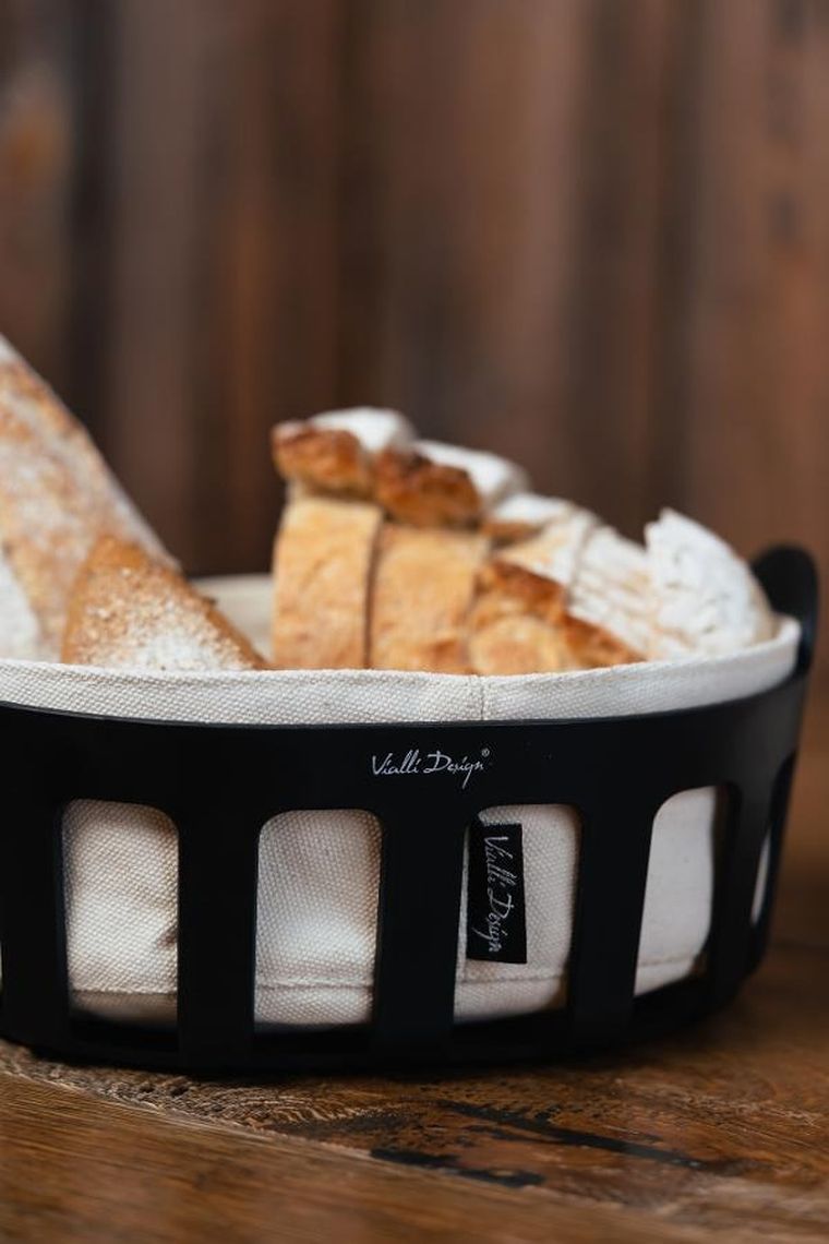 Vialli Design, koszyk na pieczywo z bawełnianym wkładem, Livio, czarny