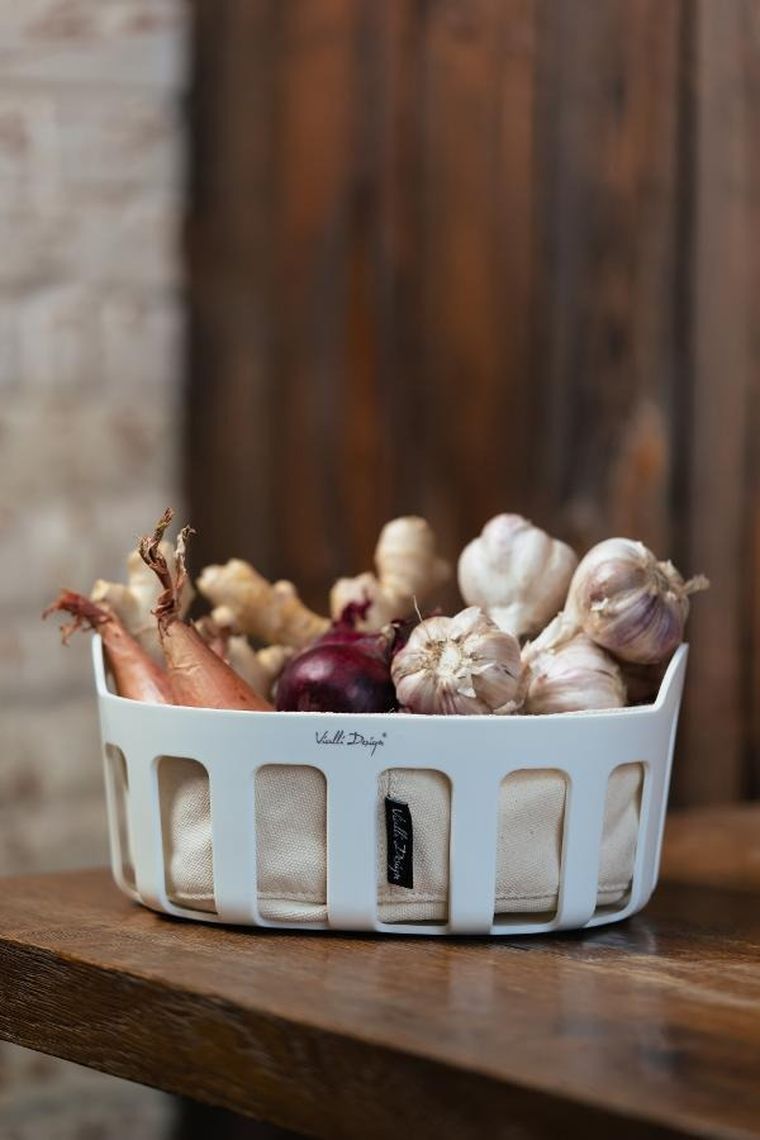 Vialli Design, koszyk na pieczywo z wkładem bawełnianym, Livio biały