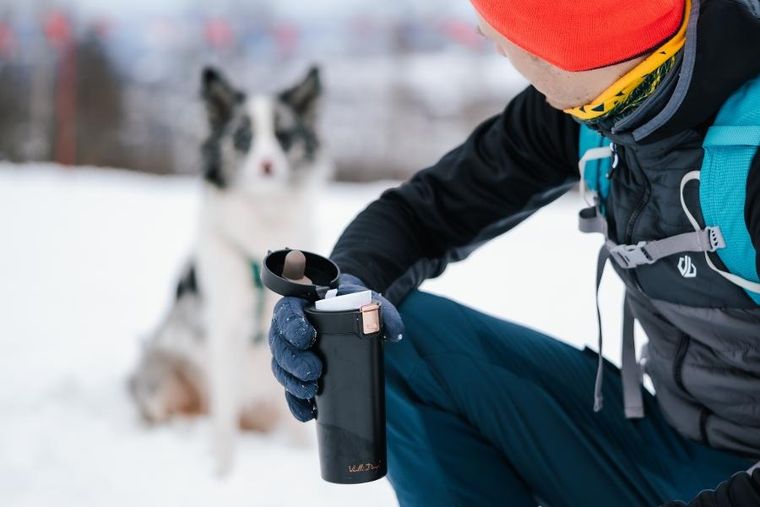 Vialli Design, kubek termiczny, 400 ml, FUORI, czarny Rose Gold