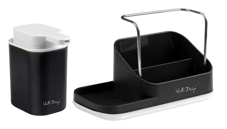 Vialli Design, Livio Duo, organizer kuchenny z dozownikiem na płyn, czarny