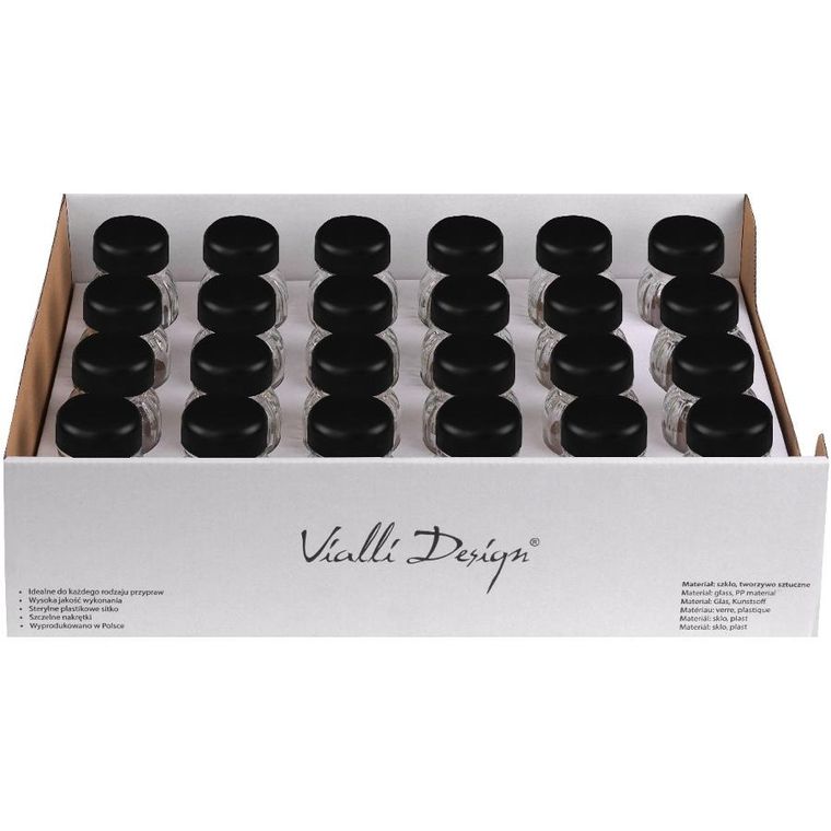 Vialli Design, słoiczki na przyprawy, Vilagio, 24 szt., kolor czarny
