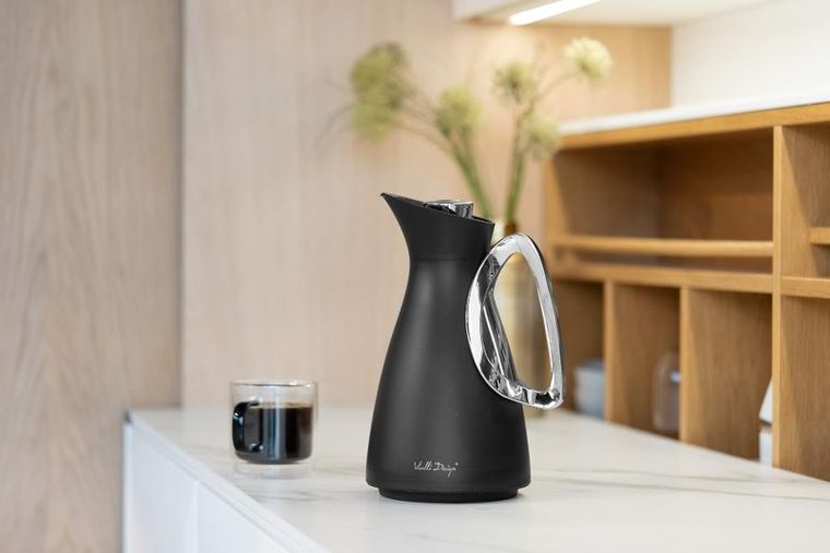 Vialli Design, termos z wkładem szklanym Alessia, 1l, czarno-srebrny